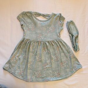 Freestyle Green and Pink Kids Dress with Headband